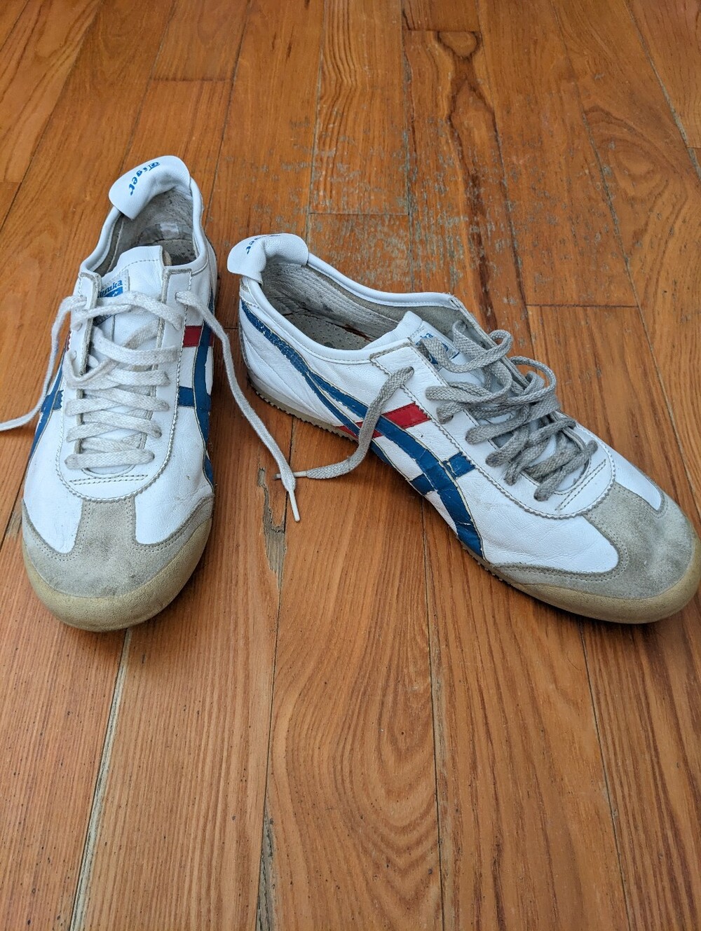 Asics Onitsuka Tiger Mexico 66 White Blue Red Leather Casual Shoes Size 12
